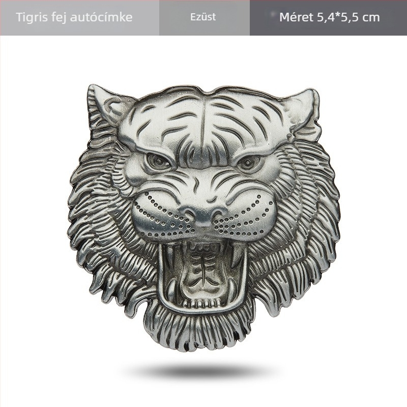 Chuangya Tiger Head 3D fém autójelvény és ablakmatrica – cink ötvözet, erős tapadás, mágneses rögzítés