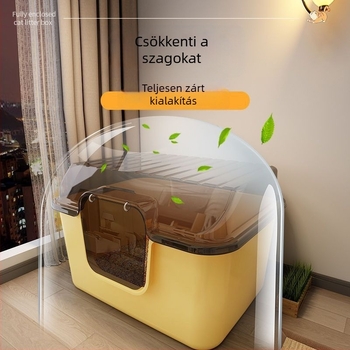 Macska WC teljesen zárt kivitel, anti-splash dizájn, PVC anyag