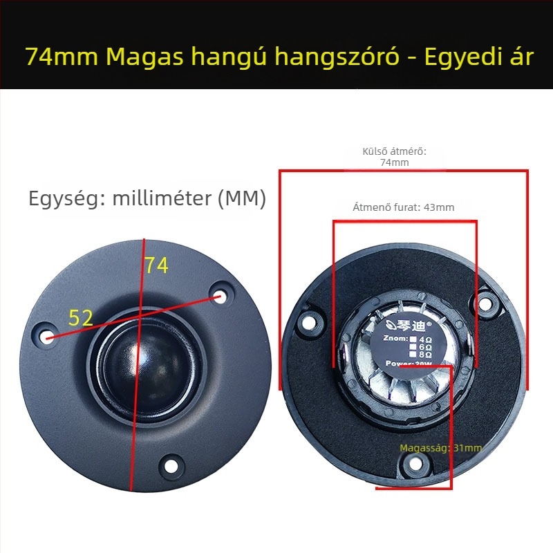 Tweeter selyem diafragmával, dupla mágneses rendszer, nagy érzékenység – hangszeres alkalmazásokhoz