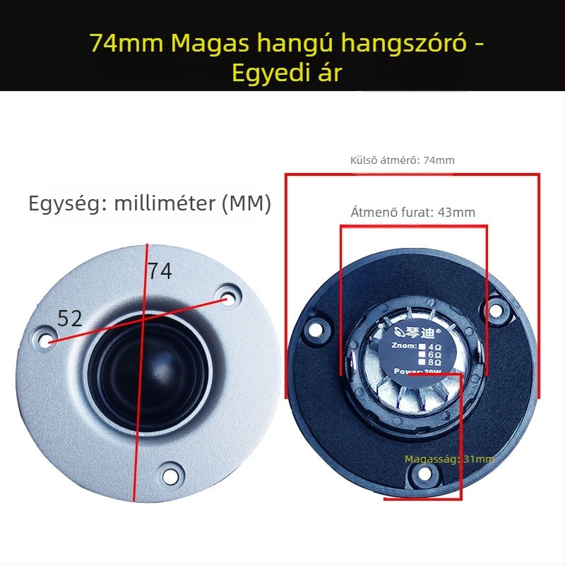 Tweeter selyem diafragmával, dupla mágneses rendszer, nagy érzékenység – hangszeres alkalmazásokhoz