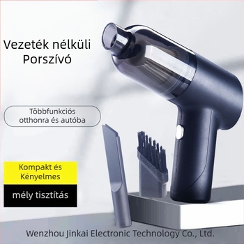 Kis hordozható vezeték nélküli autóporszívó – kézi, USB töltés, kefével, 5500 Pa szívás, 16 perc akkumulátor‑idő, autóhoz és otthonhoz