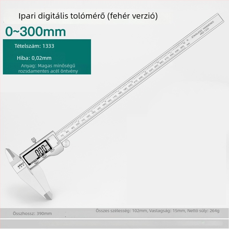 Erize digitális tolómérő, ipari minőségű rozsdamentes acél, magas pontosságú elektronikus tolómérő