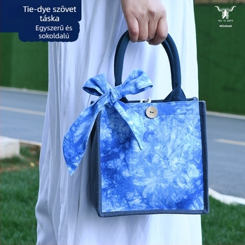 Új táska Yunnan etnikus stílusban, tie-dye vászon anyagból, kézitáska és keresztpántos válltáska, női táska, eredeti dizájn