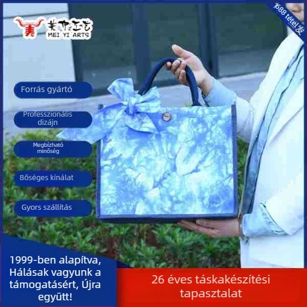Új táska Yunnan etnikus stílusban, tie-dye vászon anyagból, kézitáska és keresztpántos válltáska, női táska, eredeti dizájn