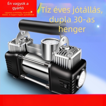 Autóba szánt levegőpumpa, dupla hengeres, 12V/24V, 120W, 5 m tömlő, nyomásmérő