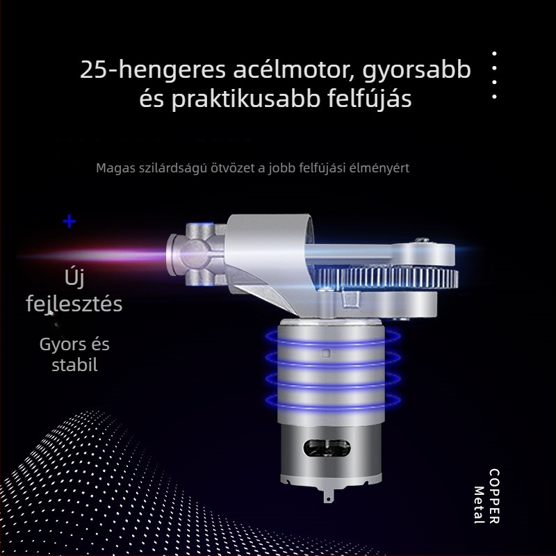 12V autós gumipumpa digitális kijelzővel, hordozható mini levegőpumpa, 60 L/min, 120W, 3.5 m hosszú kábel