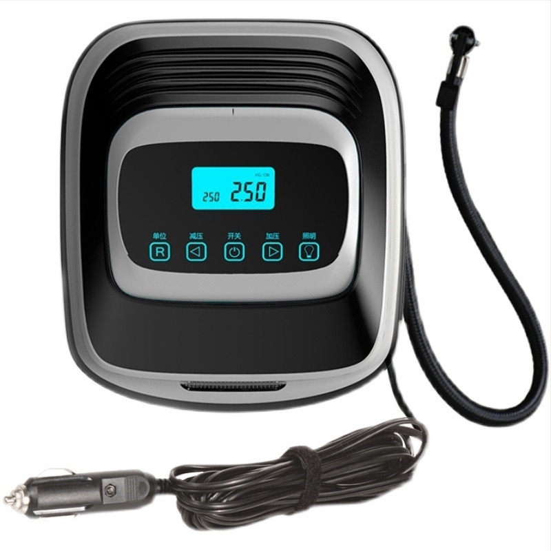 12V autós gumipumpa digitális kijelzővel, hordozható mini levegőpumpa, 60 L/min, 120W, 3.5 m hosszú kábel