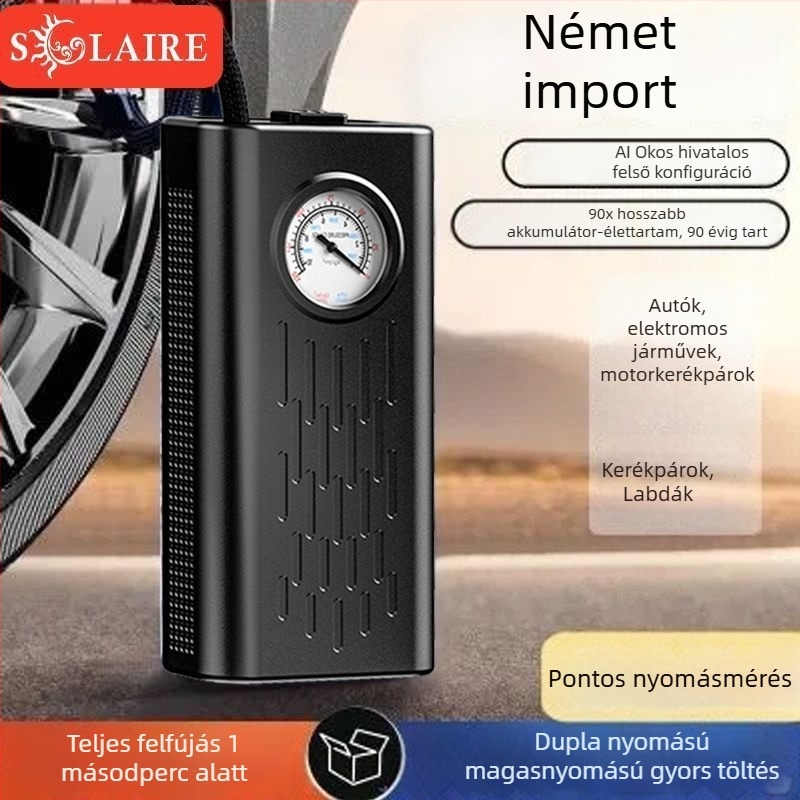Hordozható 12V-os újratölthető autó légpumpa digitális LCD kijelzővel, 220W, kettős célú EV-k és sedanok számára
