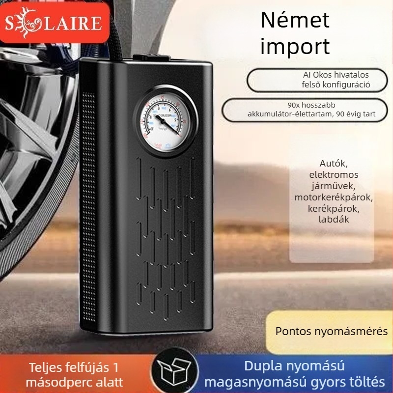 Hordozható 12V-os újratölthető autó légpumpa digitális LCD kijelzővel, 220W, kettős célú EV-k és sedanok számára