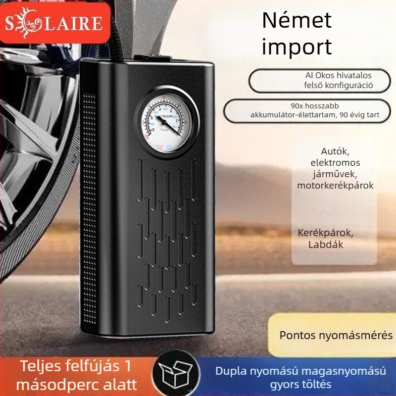 Hordozható 12V-os újratölthető autó légpumpa digitális LCD kijelzővel, 220W, kettős célú EV-k és sedanok számára