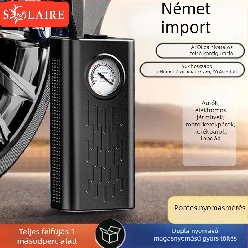 Hordozható 12V-os újratölthető autó légpumpa digitális LCD kijelzővel, 220W, kettős célú EV-k és sedanok számára