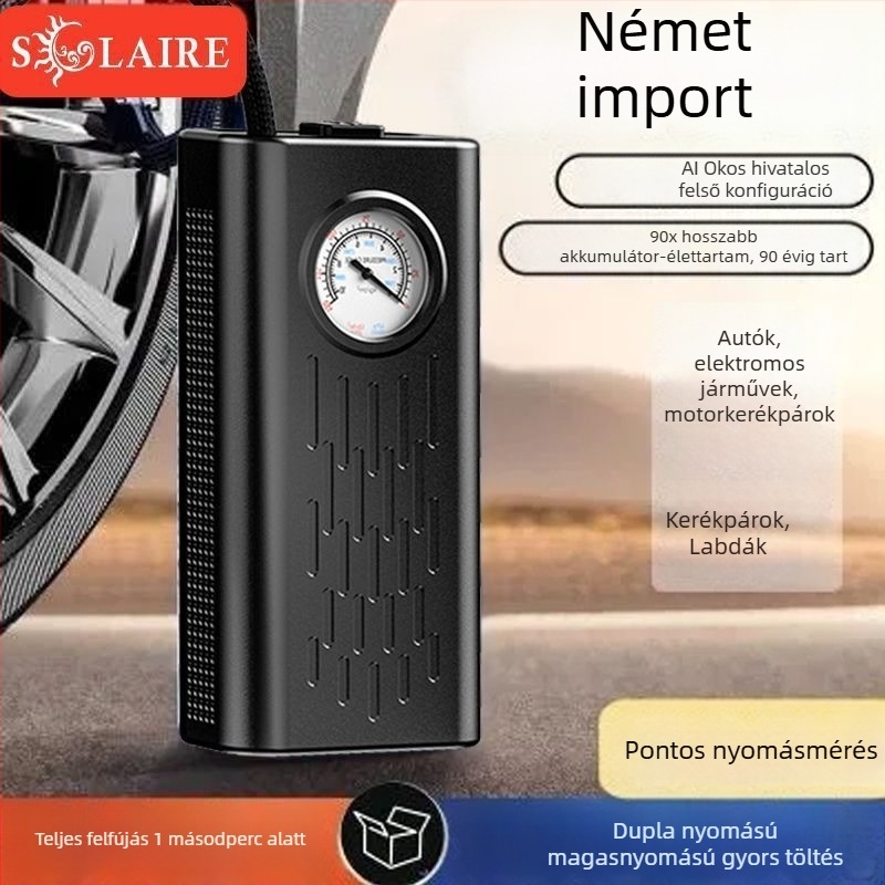 Hordozható 12V-os újratölthető autó légpumpa digitális LCD kijelzővel, 220W, kettős célú EV-k és sedanok számára