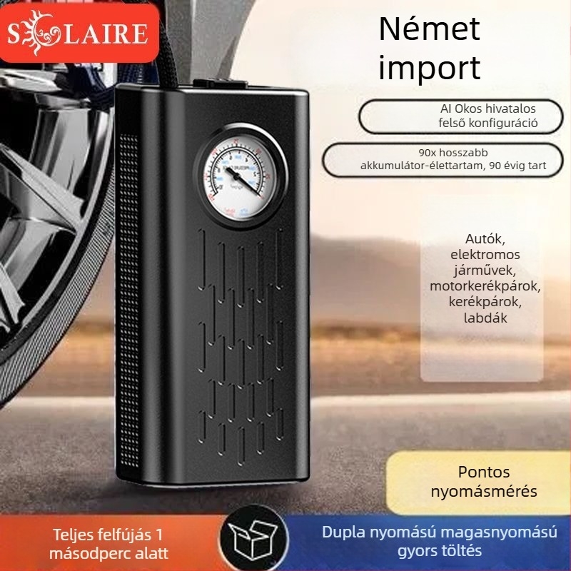 Hordozható 12V-os újratölthető autó légpumpa digitális LCD kijelzővel, 220W, kettős célú EV-k és sedanok számára