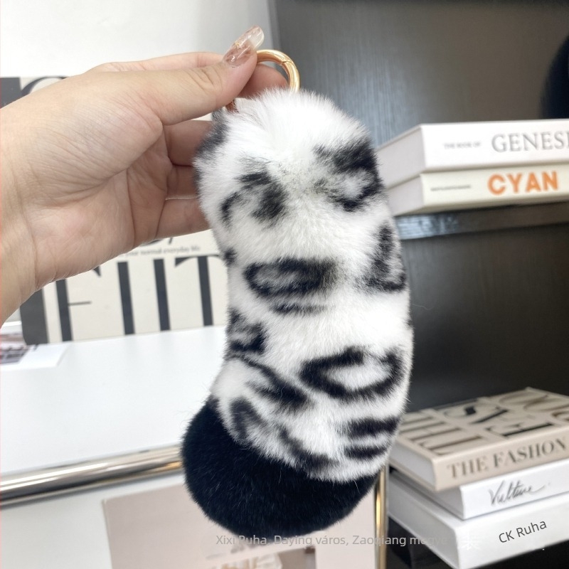 Valódi bőr Tigermintás autókulcstartó, táskadísz, félig kézi gyártás, friss és édes stílus