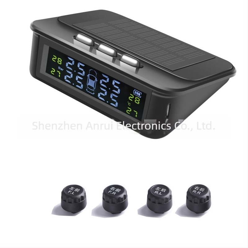 Napelemes gumiabroncs-nyomásfigyelő — Vezeték nélküli TPMS detektor LED háttérvilágítású HD kijelzővel, modell AN-5001, tartomány 0-6 bar