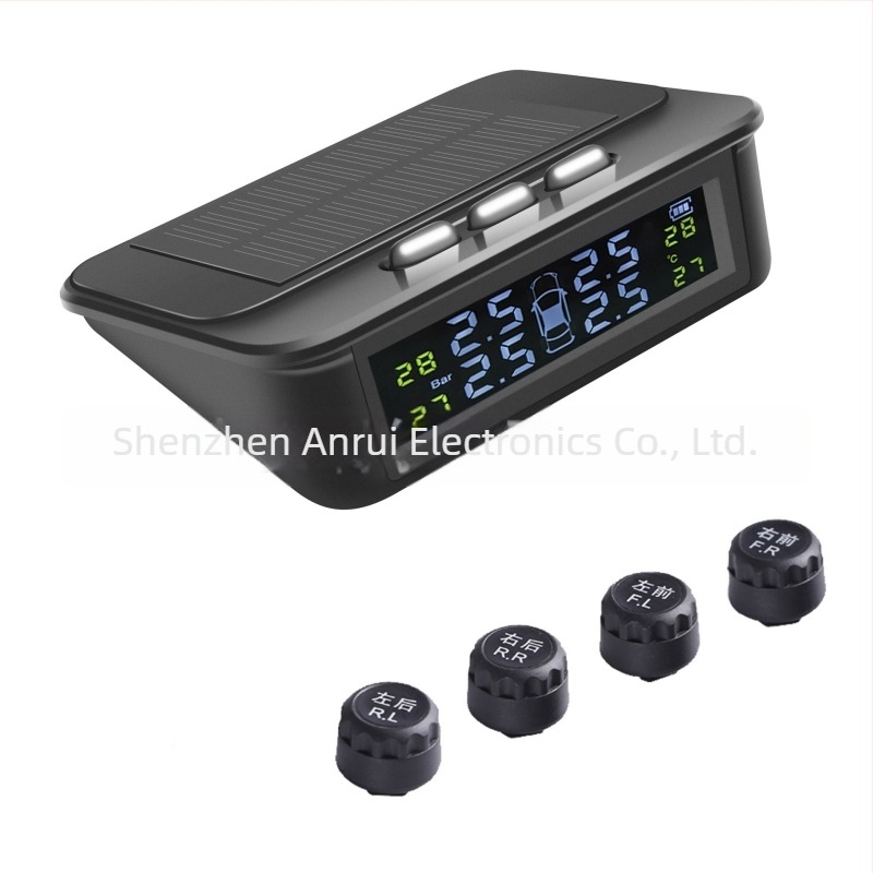 Napelemes gumiabroncs-nyomásfigyelő — Vezeték nélküli TPMS detektor LED háttérvilágítású HD kijelzővel, modell AN-5001, tartomány 0-6 bar
