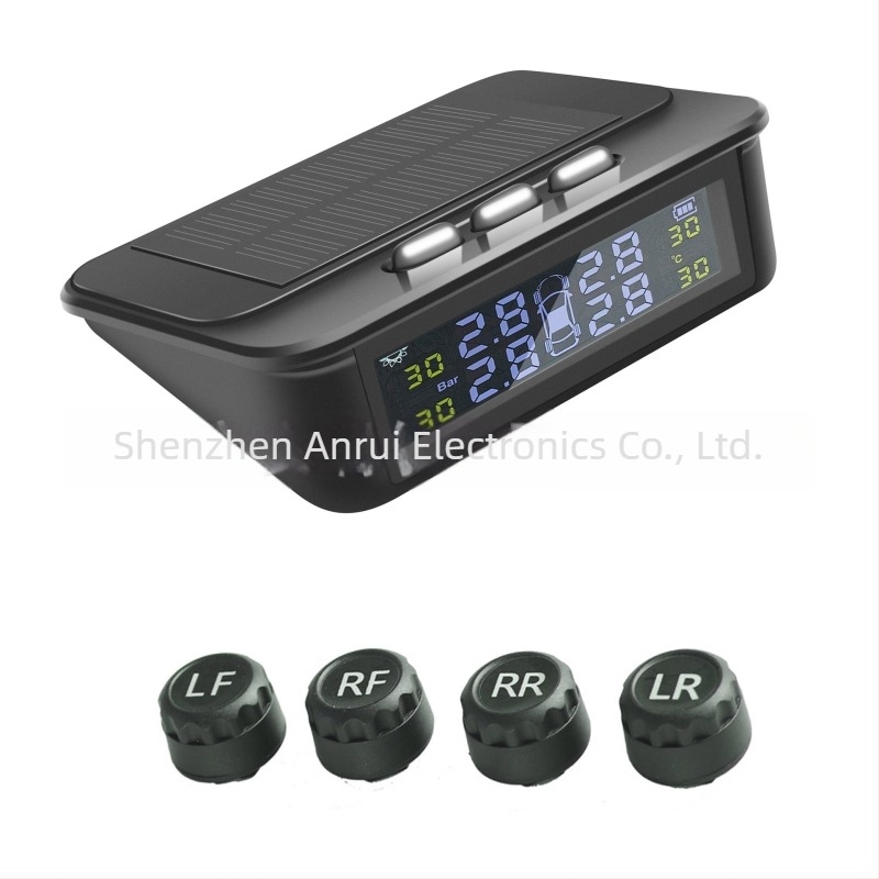 Napelemes gumiabroncs-nyomásfigyelő — Vezeték nélküli TPMS detektor LED háttérvilágítású HD kijelzővel, modell AN-5001, tartomány 0-6 bar