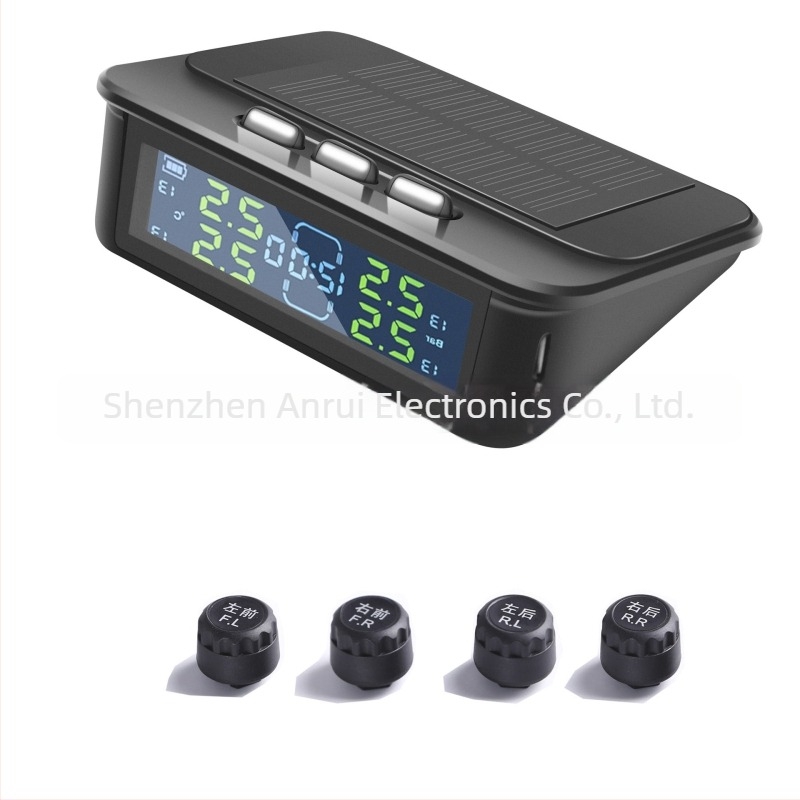 Napelemes gumiabroncs-nyomásfigyelő — Vezeték nélküli TPMS detektor LED háttérvilágítású HD kijelzővel, modell AN-5001, tartomány 0-6 bar