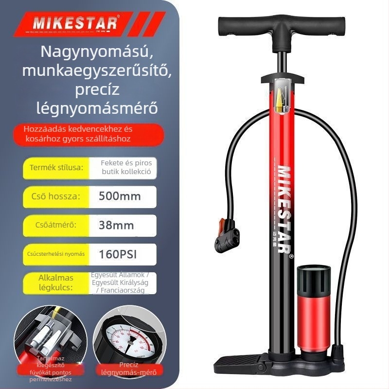 Nagynyomású kézi pumpa kerékpárokhoz, motorkerékpárokhoz és elektromos járművekhez – gyors felfújás, univerzális, háztartási használatra
