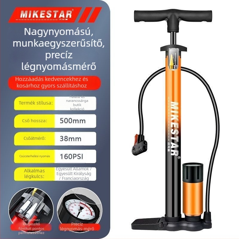 Nagynyomású kézi pumpa kerékpárokhoz, motorkerékpárokhoz és elektromos járművekhez – gyors felfújás, univerzális, háztartási használatra