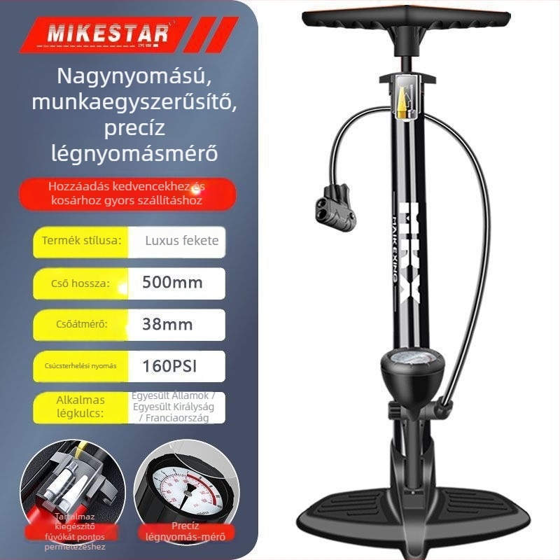Nagynyomású kézi pumpa kerékpárokhoz, motorkerékpárokhoz és elektromos járművekhez – gyors felfújás, univerzális, háztartási használatra