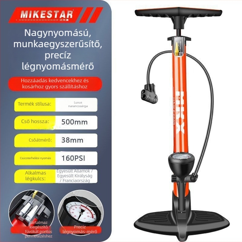 Nagynyomású kézi pumpa kerékpárokhoz, motorkerékpárokhoz és elektromos járművekhez – gyors felfújás, univerzális, háztartási használatra