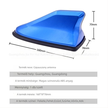 Autó Shark‑fin antenna jeljelzéssel, univerzális, ragasztó telepítés, 12V, 0.1A, élettartam 100000 óra