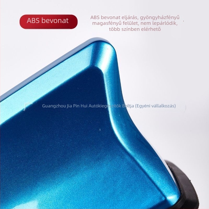 Autó Shark‑fin antenna jeljelzéssel, univerzális, ragasztó telepítés, 12V, 0.1A, élettartam 100000 óra