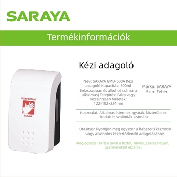 GMD500 kézi adagoló kézfertőtlenítőhöz, műanyagból, kézi nyomásos működés, modern minimalist dizájn