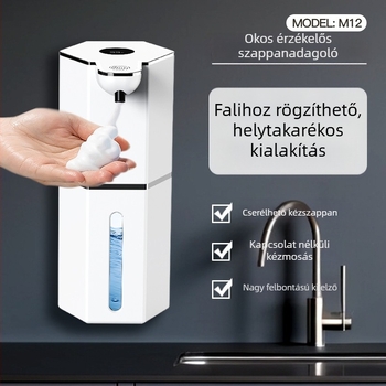 Automatikus folyadékadagoló szenzorral M12 – ABS, falra szerelhető, kijelzővel, 1200 mAh akkumulátor, 4 állítható fokozat