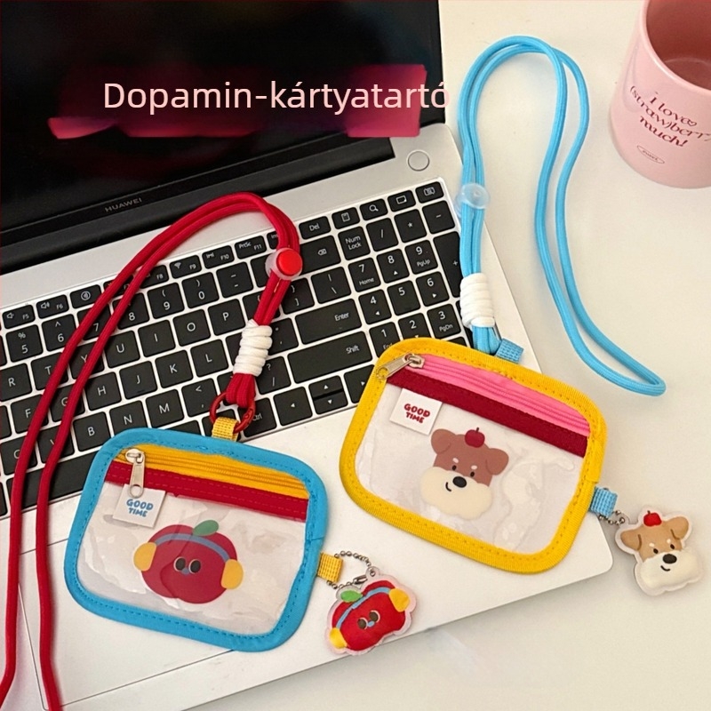 Tengyi Premium Aranyos állatos azonosító kártyatartó nyakpánttal, poliészter, uniszex, vágásálló, kártyatároló