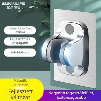 Lyukmentes zuhanytartó szívófalra szerelhető, állítható tömlő rögzítő, ABS, modern minimalista fürdőszobai kiegészítő