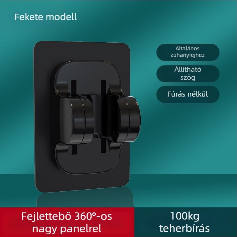 Lyukmentes zuhanytartó szívófalra szerelhető, állítható tömlő rögzítő, ABS, modern minimalista fürdőszobai kiegészítő