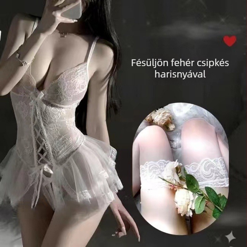 Egyrészes hálószövésű fehérnemű bodysuit mesh anyagból, nyitott ágyékkal, poliészter alapanyag