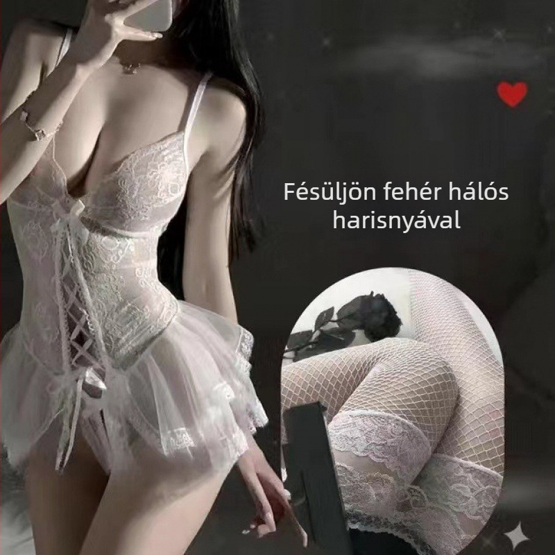 Egyrészes hálószövésű fehérnemű bodysuit mesh anyagból, nyitott ágyékkal, poliészter alapanyag
