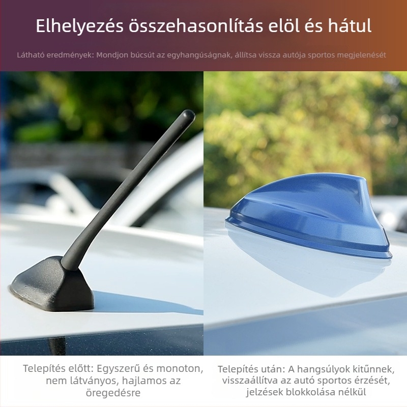 Autó rádióantenna, univerzális Shark Fin dizájn, ragasztóval történő telepítés, 12V, 12A, élettartam 99999