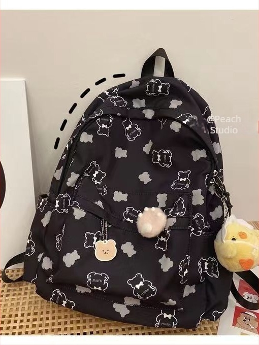 Mackó mintás hátizsák Harajuku Ulzzang stílusban, vízálló, kapacitás 36–55L, 15 colos laptophoz illeszkedik, Oxford anyag, légpárnás vállpántok