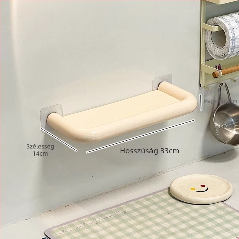 Dopamine falra szerelhető fürdőszobai tároló, fúrás nélkül, egyrétegű téglalap modell, minimalist kozmetikai polc