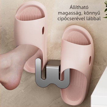 Fürdőszobai falra szerelhető cipőállvány, fúrás nélkül, vákuumos rögzítés, szénacélból, 1 szint