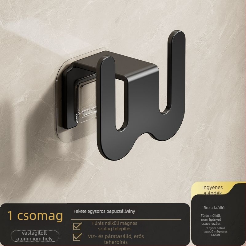 Fürdőszobai falra szerelhető cipőállvány, fúrás nélkül, vákuumos rögzítés, szénacélból, 1 szint