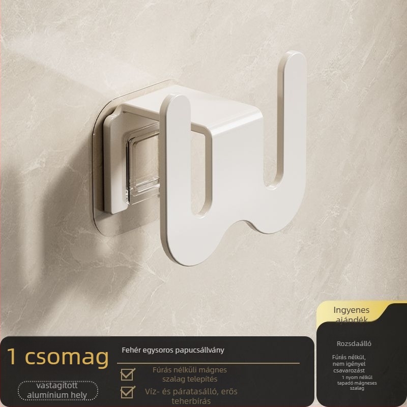 Fürdőszobai falra szerelhető cipőállvány, fúrás nélkül, vákuumos rögzítés, szénacélból, 1 szint