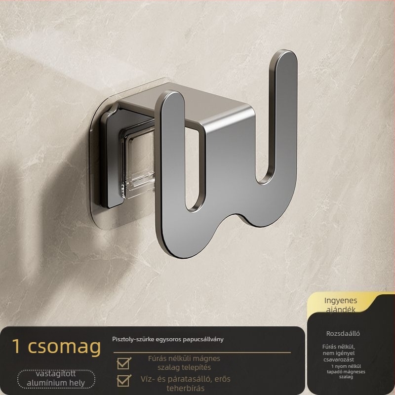 Fürdőszobai falra szerelhető cipőállvány, fúrás nélkül, vákuumos rögzítés, szénacélból, 1 szint