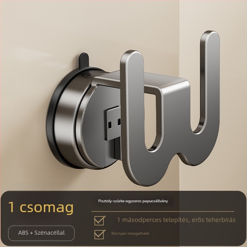 Fürdőszobai falra szerelhető cipőállvány, fúrás nélkül, vákuumos rögzítés, szénacélból, 1 szint