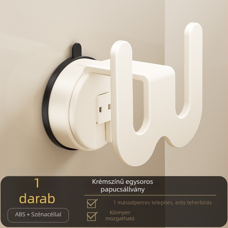 Fürdőszobai falra szerelhető cipőállvány, fúrás nélkül, vákuumos rögzítés, szénacélból, 1 szint