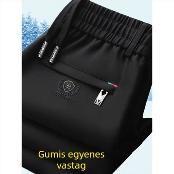 Férfi téli egyenes szabású nadrág, elasztikus derék, fleece béléssel, Cupro rost anyagból