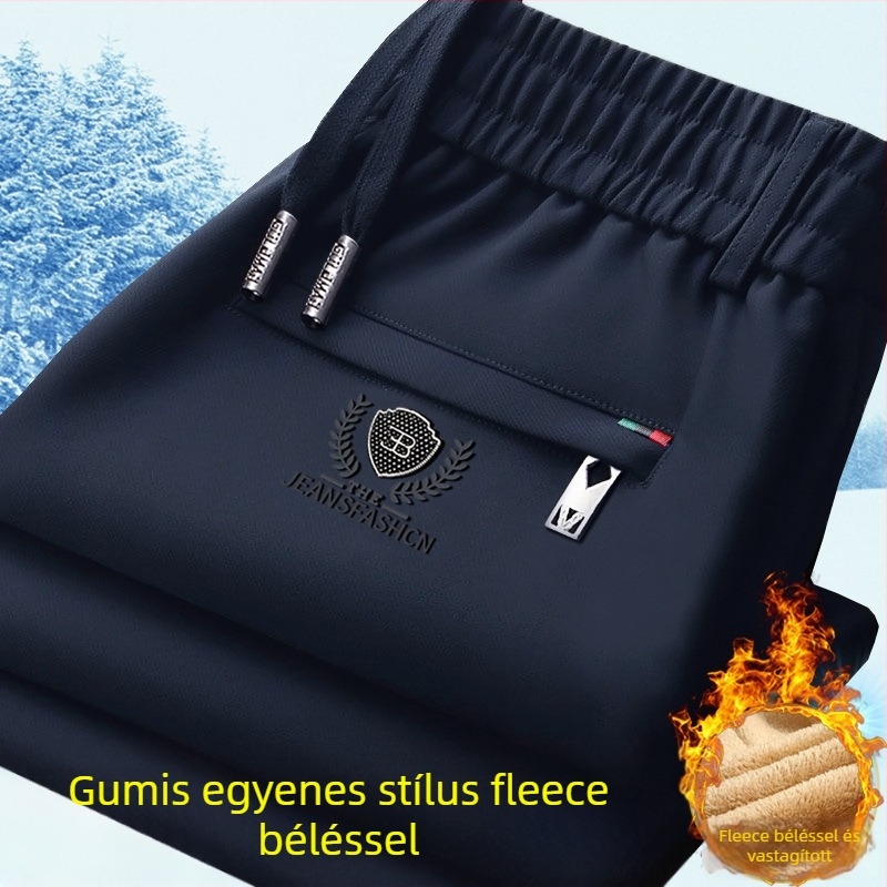 Férfi téli egyenes szabású nadrág, elasztikus derék, fleece béléssel, Cupro rost anyagból