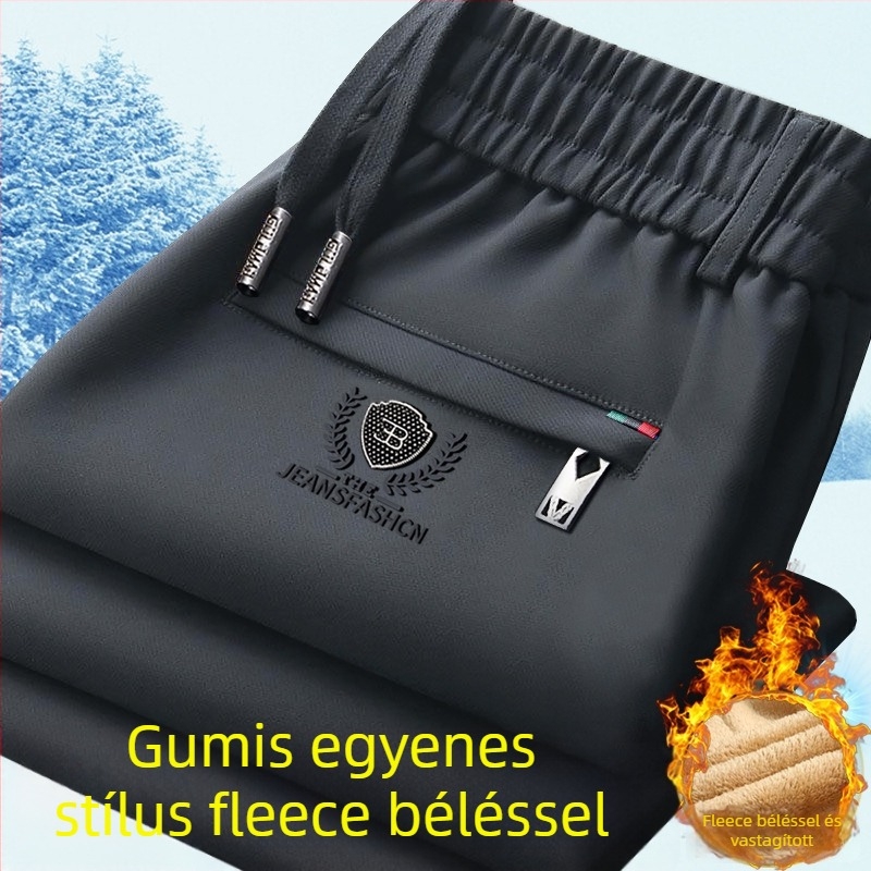 Férfi téli egyenes szabású nadrág, elasztikus derék, fleece béléssel, Cupro rost anyagból