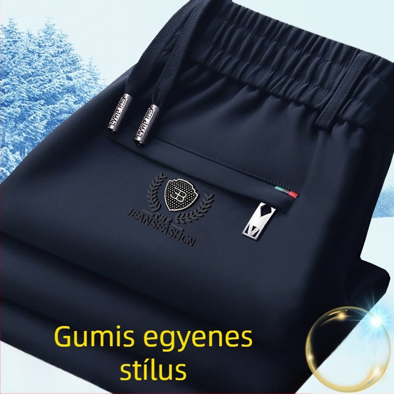 Férfi téli egyenes szabású nadrág, elasztikus derék, fleece béléssel, Cupro rost anyagból