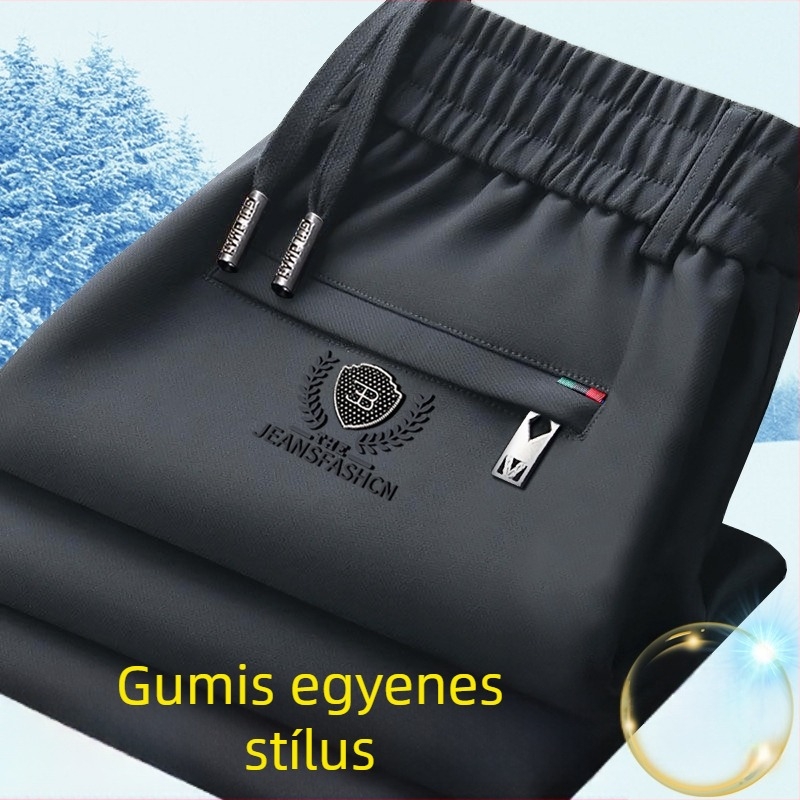 Férfi téli egyenes szabású nadrág, elasztikus derék, fleece béléssel, Cupro rost anyagból