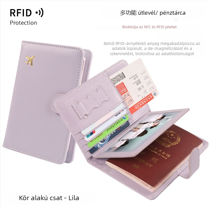 PU bőr útlevél tok, RFID védelem, uniszex, városi minimalist stílus